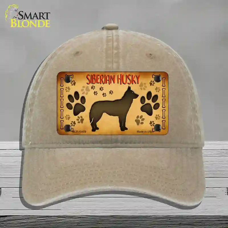 HAT09-MLP-10459 Siberian Husky Novelty License Plate Hat, Unconstructed Cotton - Khaki