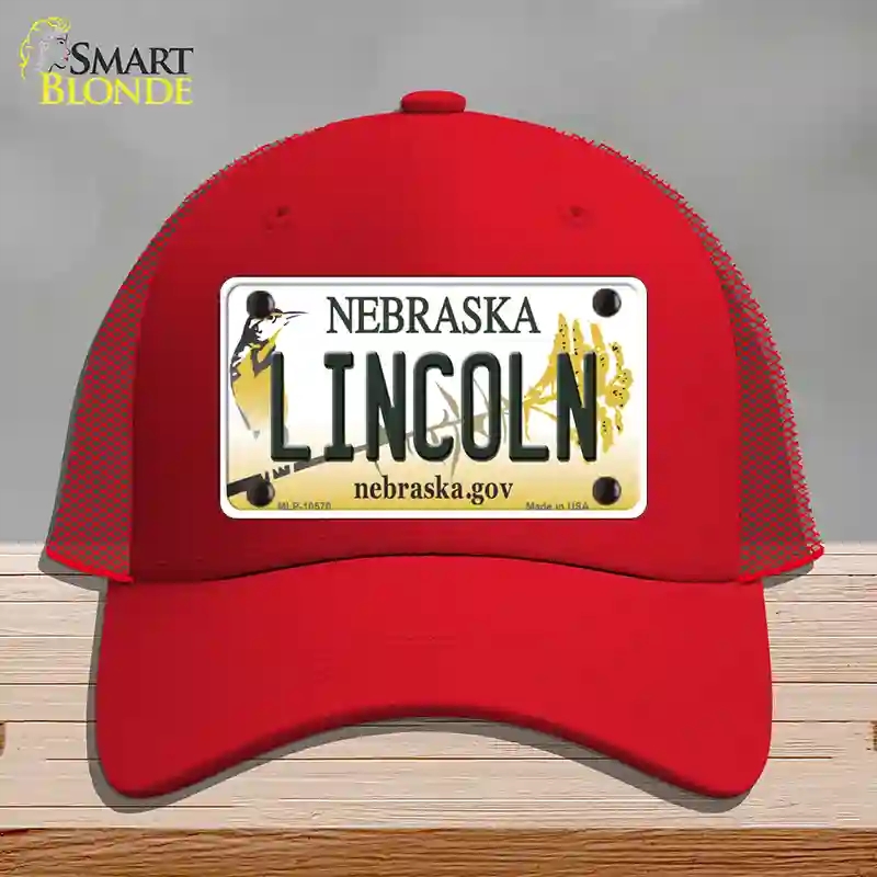 HAT17-MLP-10570 Lincoln Nebraska Novelty License Plate Hat, Mesh - Red