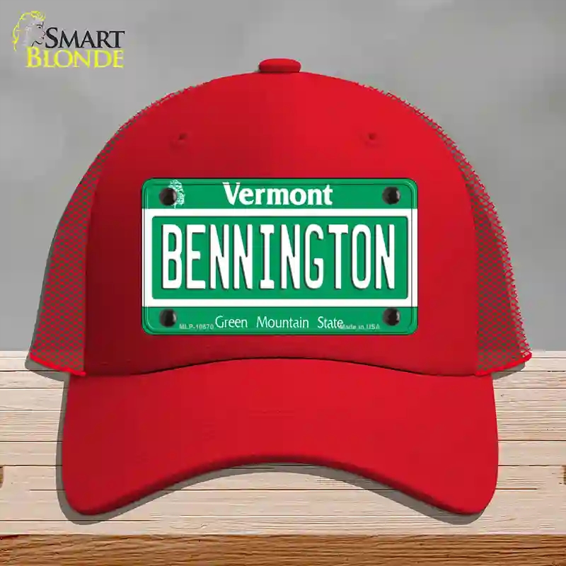 HAT17-MLP-10670 Bennington Vermont Novelty License Plate Hat, Mesh - Red