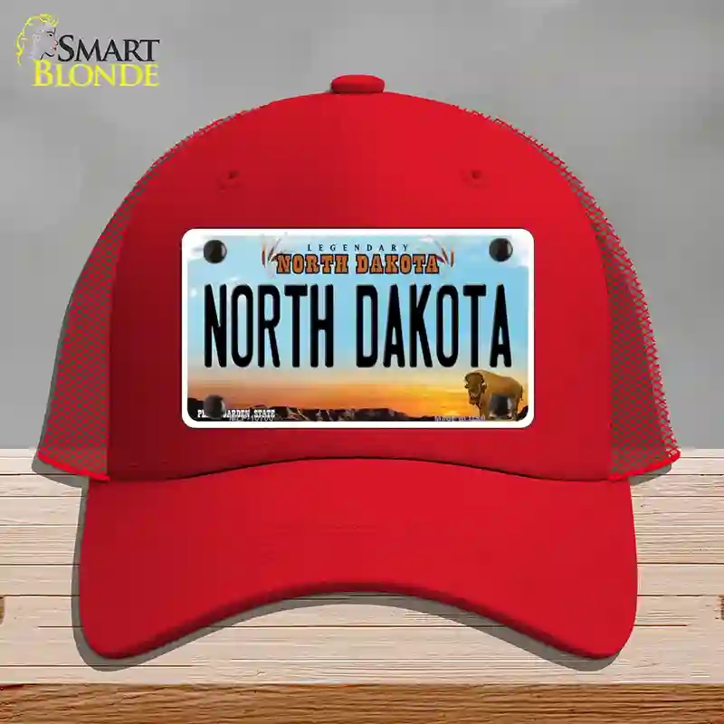 HAT17-MLP-10700 North Dakota Legendary Novelty License Plate Hat, Mesh - Red