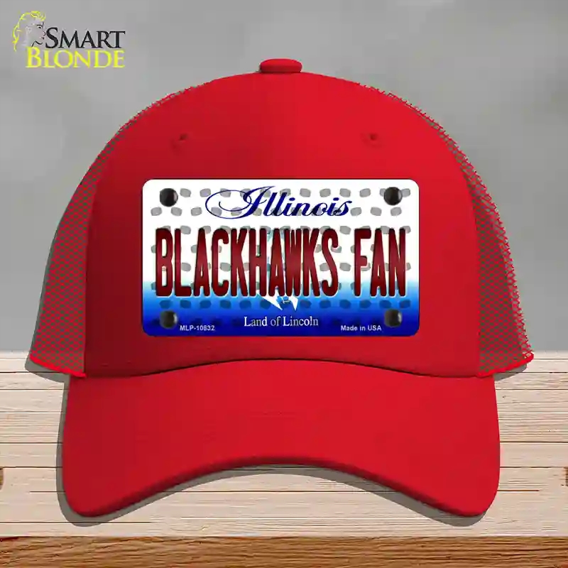 HAT17-MLP-10832 Blackhawks Fan Illinois Novelty License Plate Hat, Mesh - Red