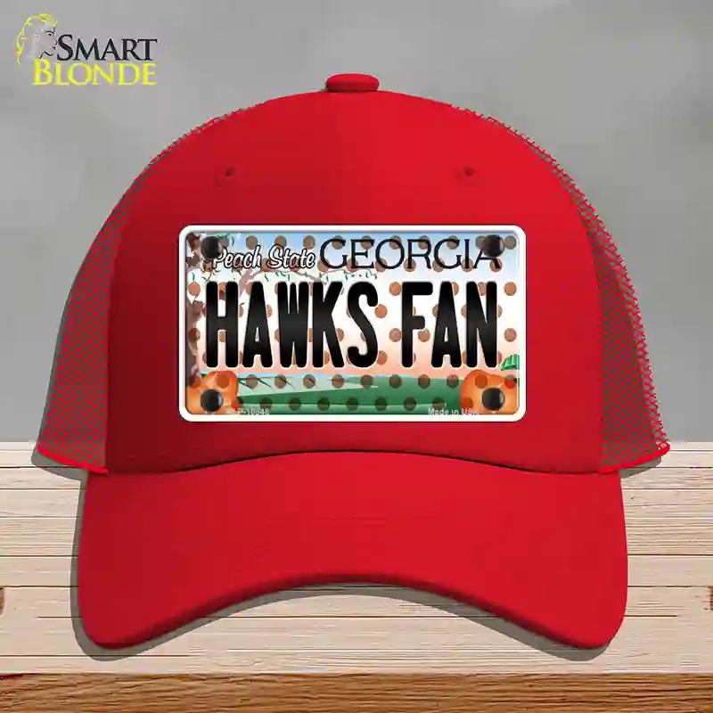 HAT17-MLP-10848 Hawks Fan Georgia Novelty License Plate Hat, Mesh - Red