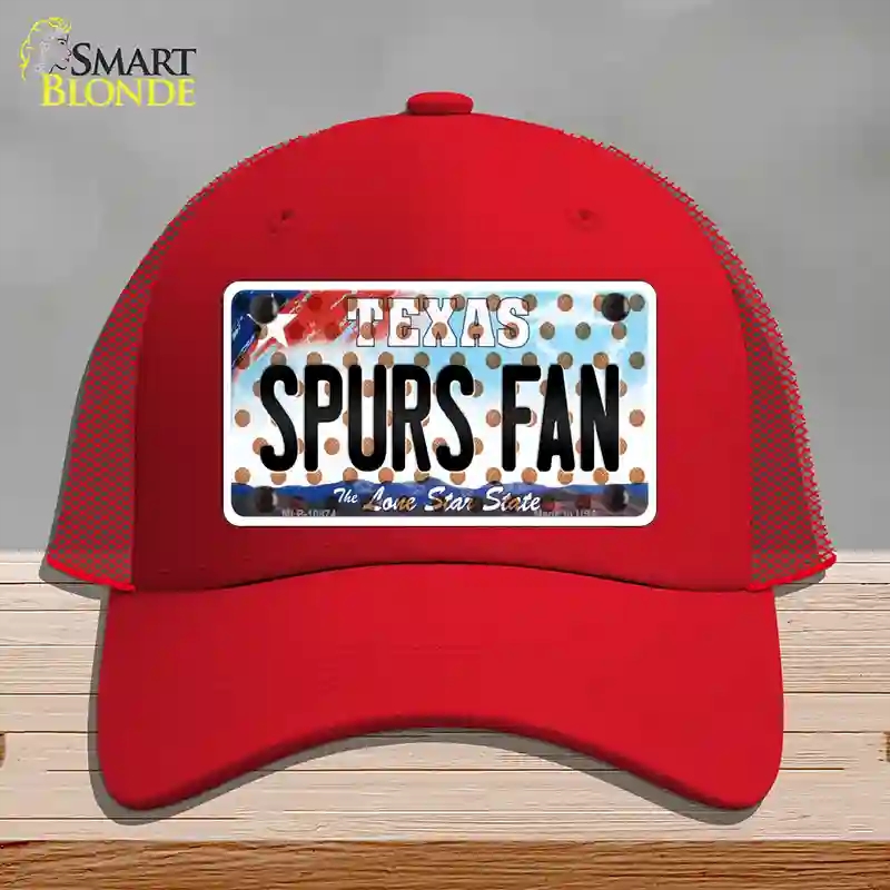 HAT17-MLP-10874 Spurs Fan Texas Novelty License Plate Hat, Mesh - Red