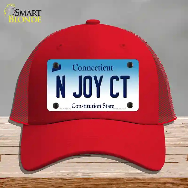 HAT17-MLP-10890 N Joy CT Connecticut Novelty License Plate Hat, Mesh - Red