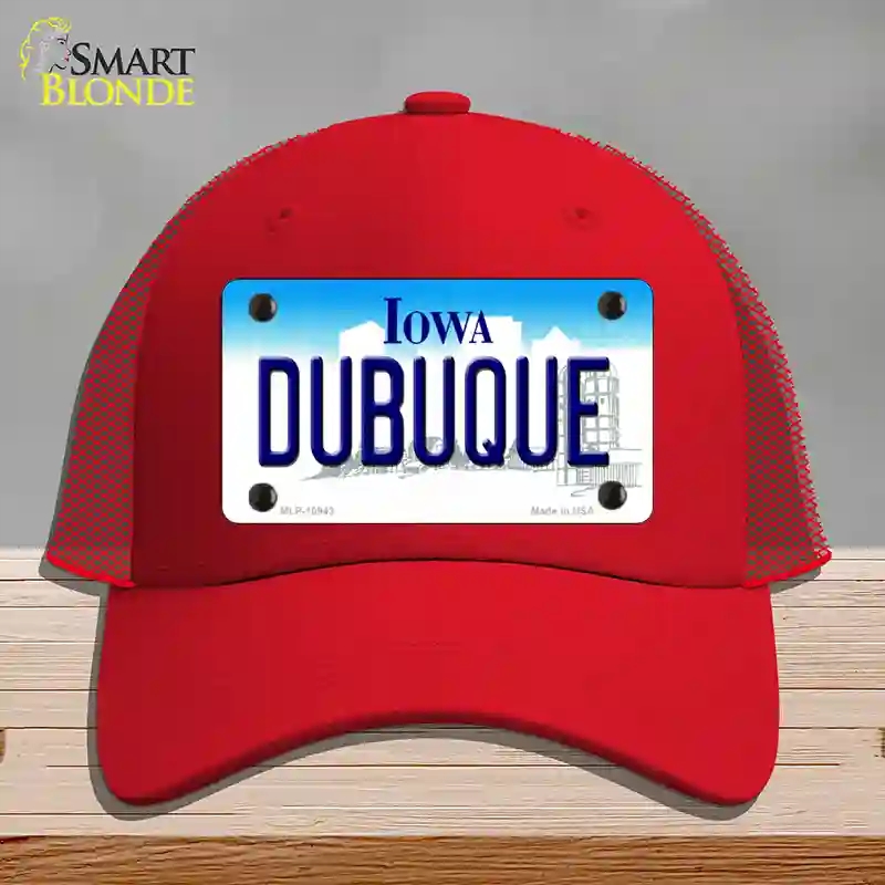 HAT17-MLP-10943 Dubuque Iowa Novelty License Plate Hat, Mesh - Red