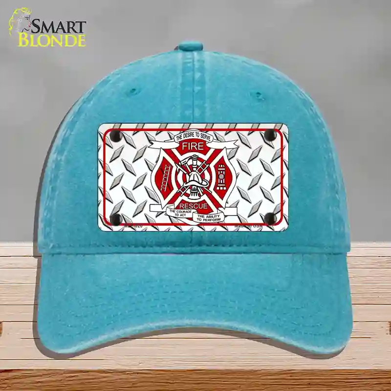 HAT10-MLP-020 Fire Fighter Rescue Novelty License Plate Hat, Unconstructed Cotton - Lake Blue