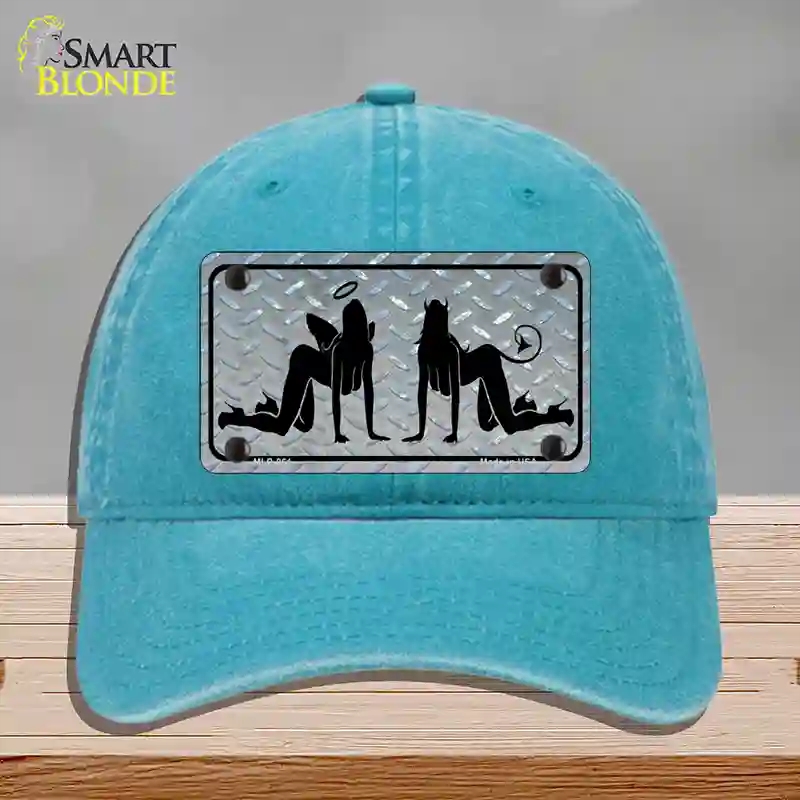 HAT10-MLP-061 Angel & Devil Novelty License Plate Hat, Unconstructed Cotton - Lake Blue
