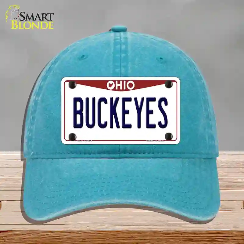 HAT10-MLP-10074 Buckeyes Ohio Novelty License Plate Hat, Unconstructed Cotton - Lake Blue