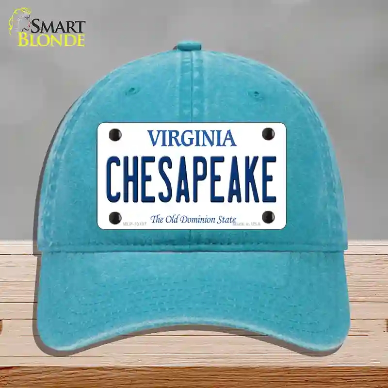 HAT10-MLP-10107 Chesapeake Virginia Novelty License Plate Hat, Unconstructed Cotton - Lake Blue