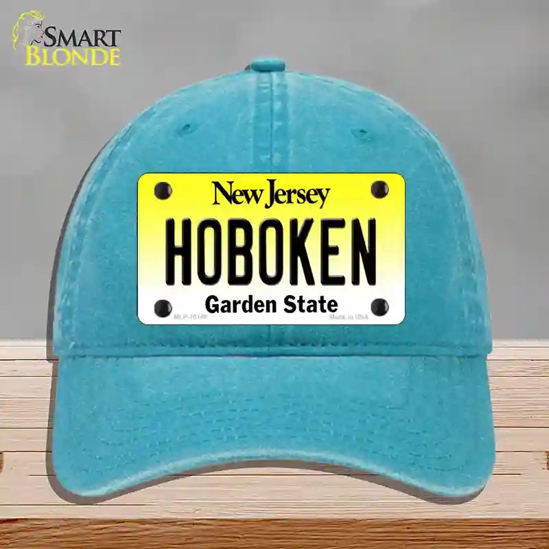 HAT10-MLP-10148 Hoboken   Jersey Novelty License Plate Hat, Unconstructed Cotton - Lake Blue