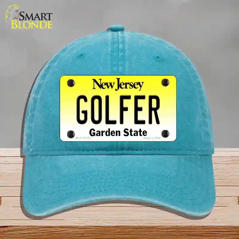 HAT10-MLP-10175 Golfer   Jersey Novelty License Plate Hat, Unconstructed Cotton - Lake Blue