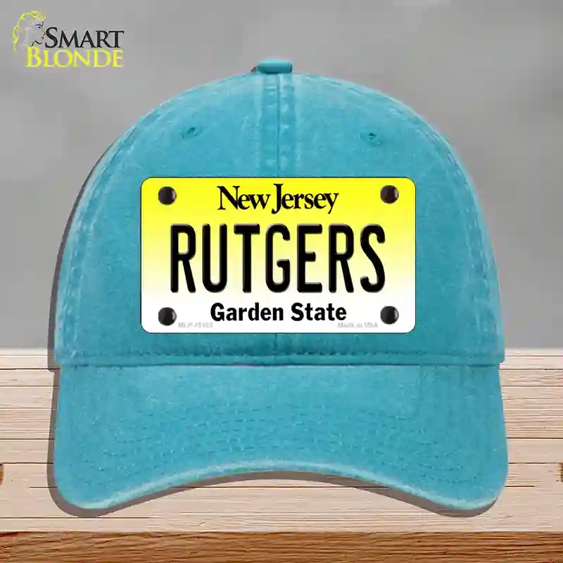 HAT10-MLP-10182 Rutgers   Jersey Novelty License Plate Hat, Unconstructed Cotton - Lake Blue