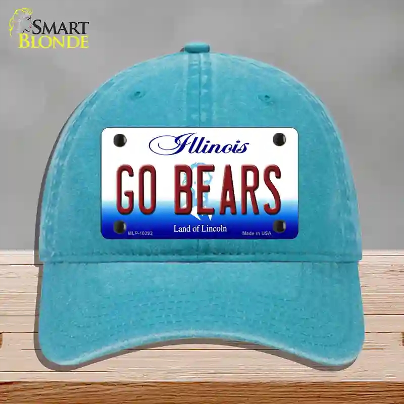 HAT10-MLP-10292 Go Bears Illinois Novelty License Plate Hat, Unconstructed Cotton - Lake Blue