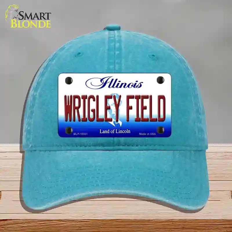 HAT10-MLP-10331 Wrigley Field Illinois Novelty License Plate Hat, Unconstructed Cotton - Lake Blue