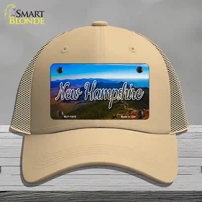 HAT15-MLP-11615   Hampshire Mountain Range State Novelty License Plate Hat, Mesh - Khaki