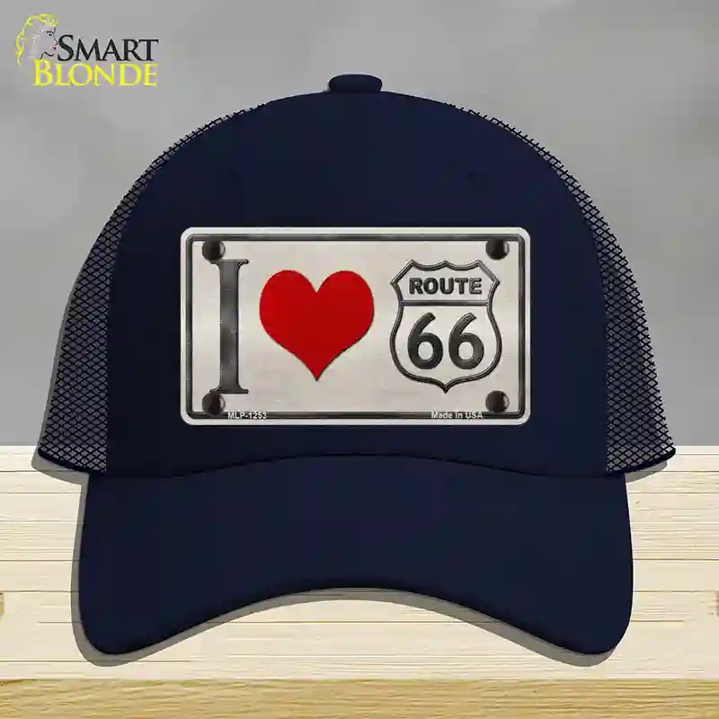 HAT16-MLP-1253 I Love Route 66 Novelty License Plate Hat, Mesh - Navy