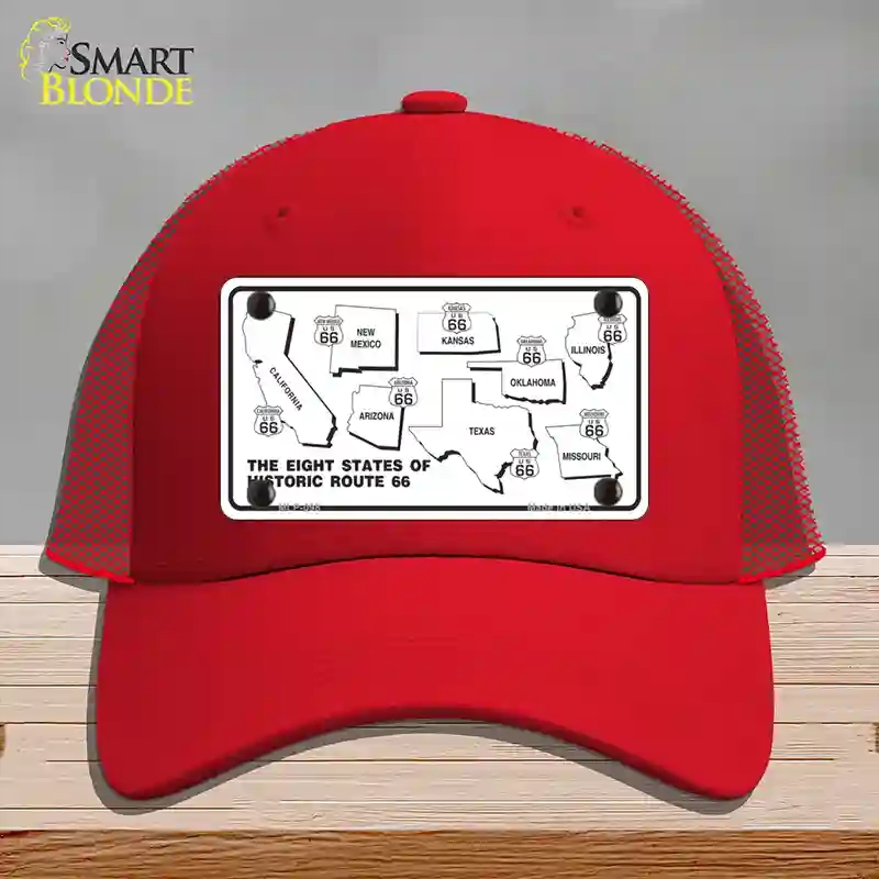 HAT17-MLP-098 Route 66 Historic States Novelty License Plate Hat, Mesh - Red