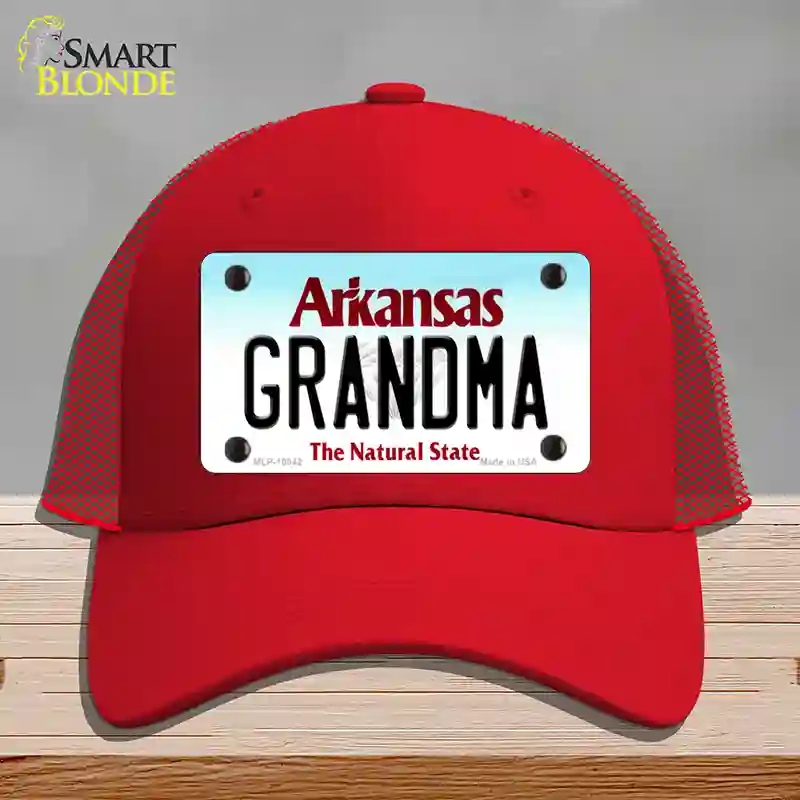 HAT17-MLP-10042 Grandma Arkansas Novelty License Plate Hat, Mesh - Red