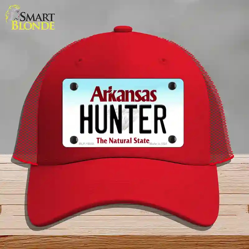 HAT17-MLP-10058 Hunter Arkansas Novelty License Plate Hat, Mesh - Red