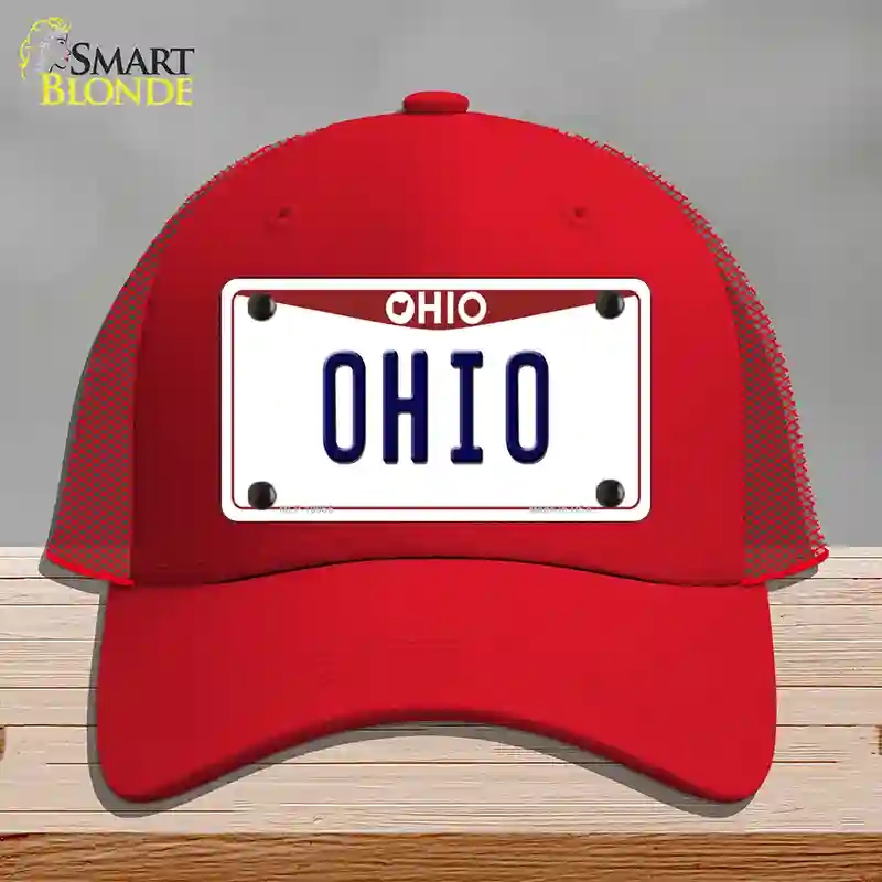 HAT17-MLP-10065 Ohio Maroon Novelty License Plate Hat, Mesh - Red