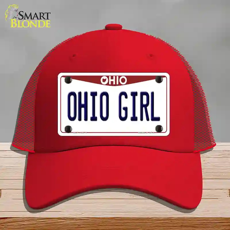 HAT17-MLP-10076 Ohio Girl Novelty License Plate Hat, Mesh - Red