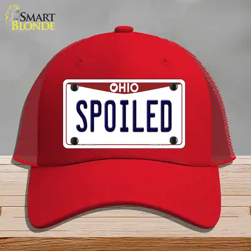 HAT17-MLP-10083 Spoiled Ohio Novelty License Plate Hat, Mesh - Red