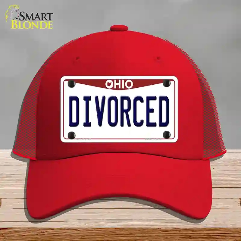 HAT17-MLP-10103 Divorced Ohio Novelty License Plate Hat, Mesh - Red
