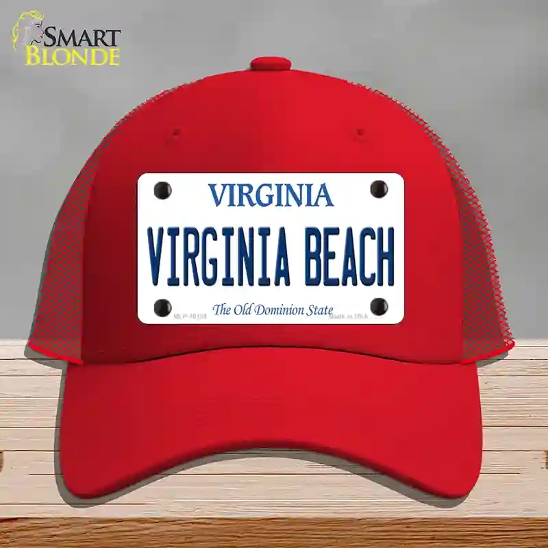 HAT17-MLP-10105 Virginia Beach Novelty License Plate Hat, Mesh - Red