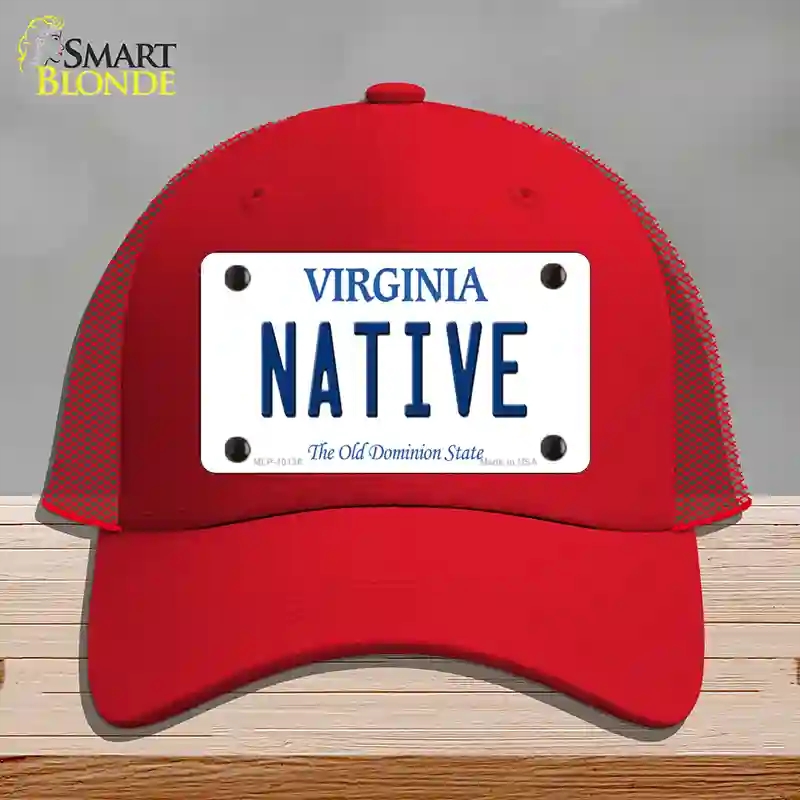 HAT17-MLP-10136 Native Virginia Novelty License Plate Hat, Mesh - Red