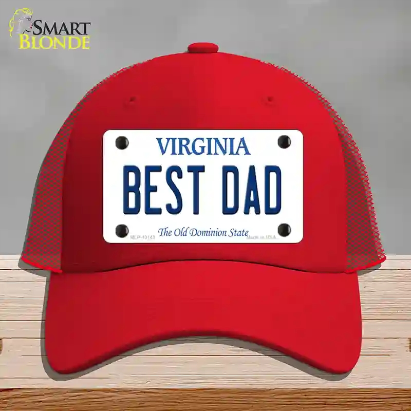 HAT17-MLP-10142 Best Dad Virginia Novelty License Plate Hat, Mesh - Red