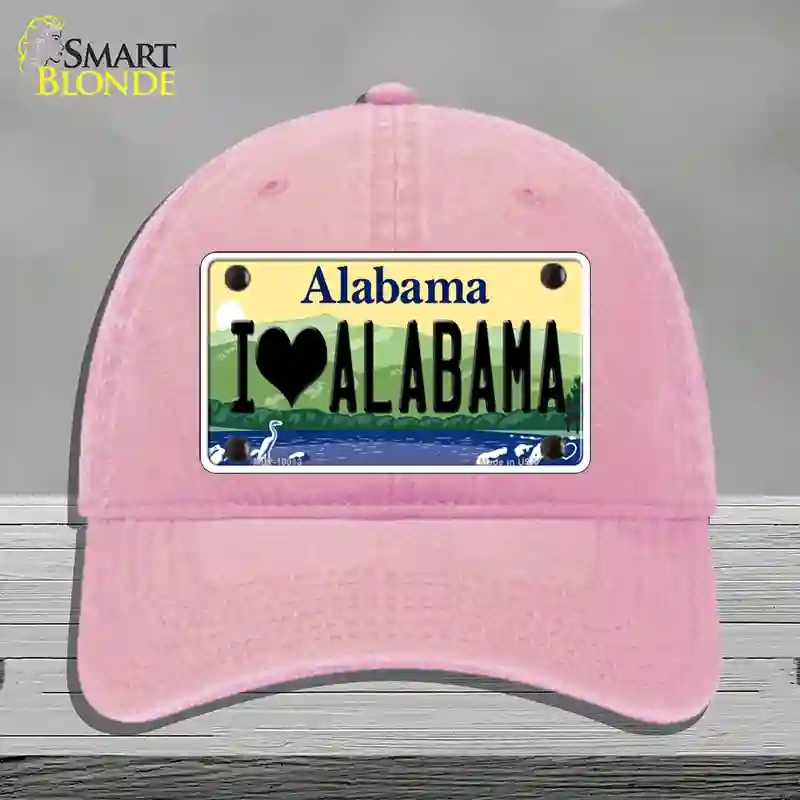 HAT12-MLP-10013 I Love Alabama Novelty License Plate Hat, Unconstructed Cotton - Pink