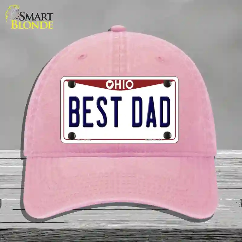HAT12-MLP-10100 Best Dad Ohio Novelty License Plate Hat, Unconstructed Cotton - Pink