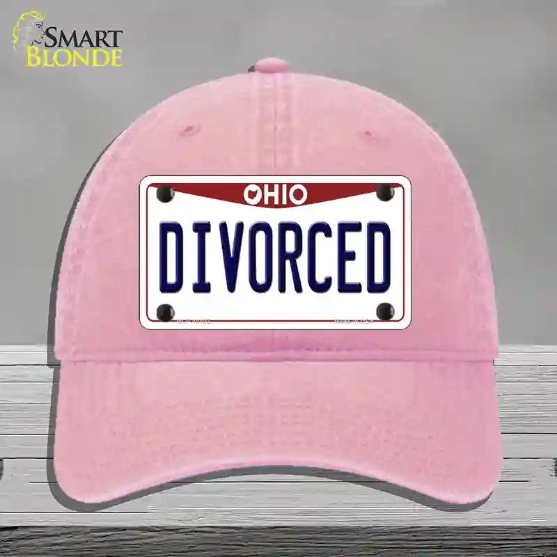 HAT12-MLP-10103 Divorced Ohio Novelty License Plate Hat, Unconstructed Cotton - Pink