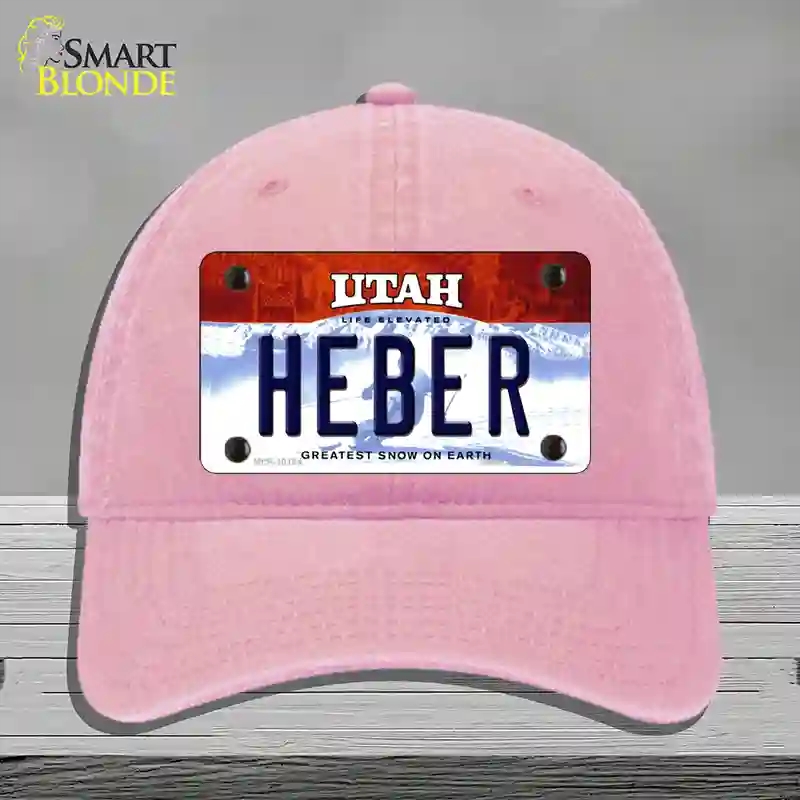 HAT12-MLP-10194 Heber Utah Novelty License Plate Hat, Unconstructed Cotton - Pink