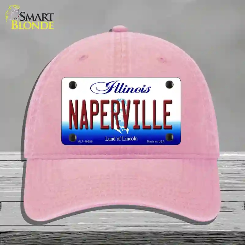 HAT12-MLP-10286 Naperville Illinois Novelty License Plate Hat, Unconstructed Cotton - Pink
