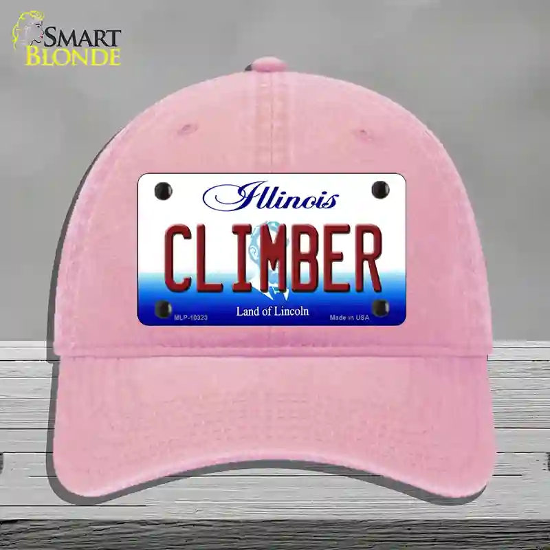 HAT12-MLP-10323 Climber Illinois Novelty License Plate Hat, Unconstructed Cotton - Pink