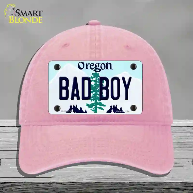 HAT12-MLP-10380 Bad Boy Oregon Novelty License Plate Hat, Unconstructed Cotton - Pink