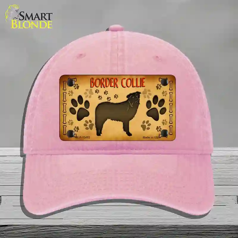 HAT12-MLP-10433 Border Collie Novelty License Plate Hat, Unconstructed Cotton - Pink