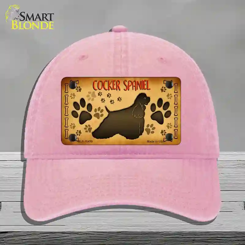 HAT12-MLP-10439 Cocker Spaniel Novelty License Plate Hat, Unconstructed Cotton - Pink