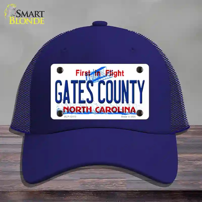 HAT18-MLP-12113 Gates County North Carolina State Novelty License Plate Hat, Mesh - Royal Blue