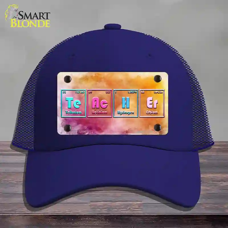 HAT18-MLP-12190 Teacher Periodic Table Novelty License Plate Hat, Mesh - Royal Blue