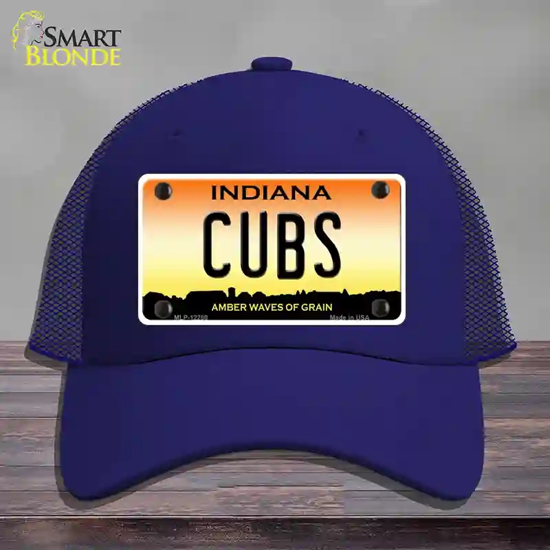 HAT18-MLP-12280 Cubs Indiana Novelty License Plate Hat, Mesh - Royal Blue