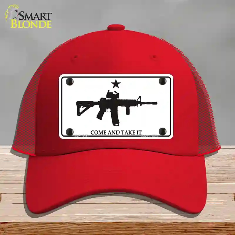 HAT17-MLP-12491 Come & Take It Novelty License Plate Hat, Mesh - Red
