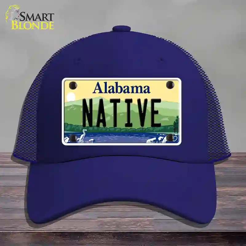 HAT18-MLP-10010 Native Alabama Novelty License Plate Hat, Mesh - Royal Blue