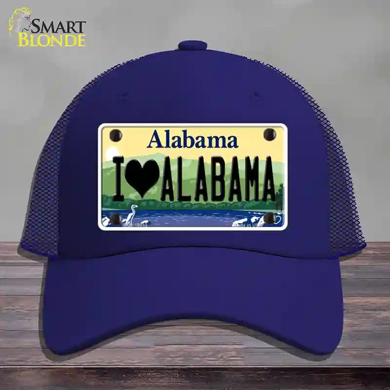 HAT18-MLP-10013 I Love Alabama Novelty License Plate Hat, Mesh - Royal Blue