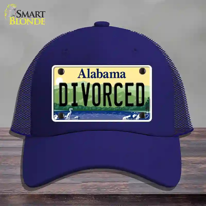 HAT18-MLP-10024 Divorced Alabama Novelty License Plate Hat, Mesh - Royal Blue