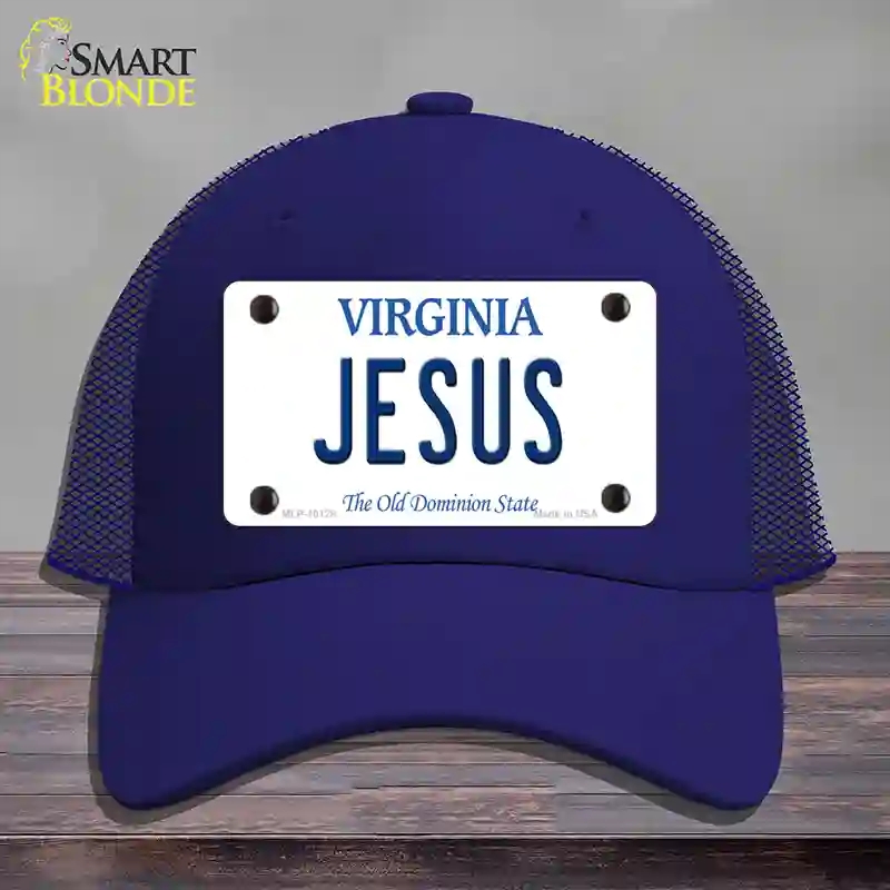HAT18-MLP-10128 Jesus Virginia Novelty License Plate Hat, Mesh - Royal Blue