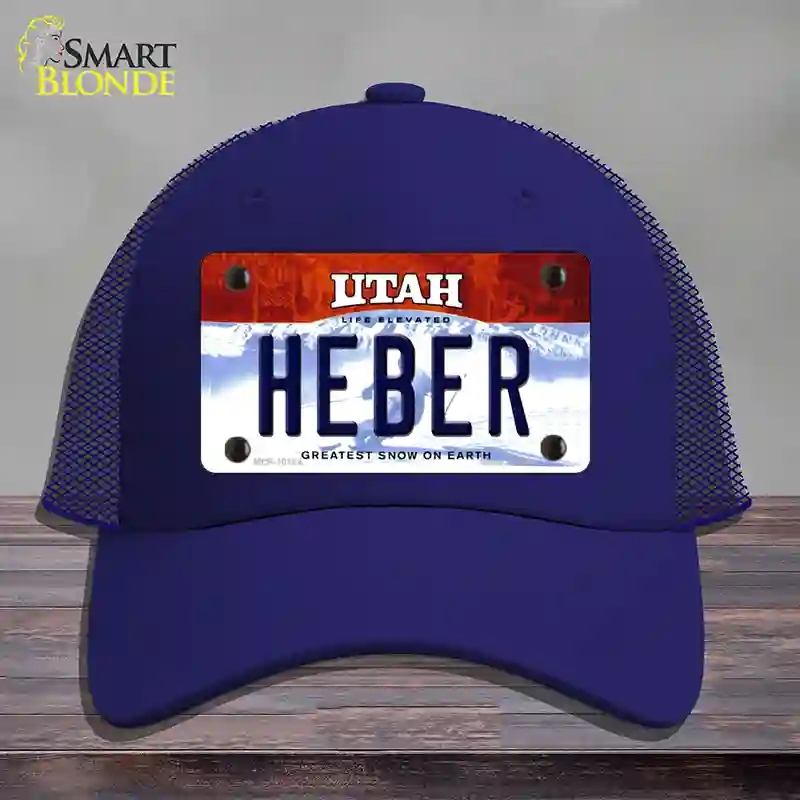 HAT18-MLP-10194 Heber Utah Novelty License Plate Hat, Mesh - Royal Blue