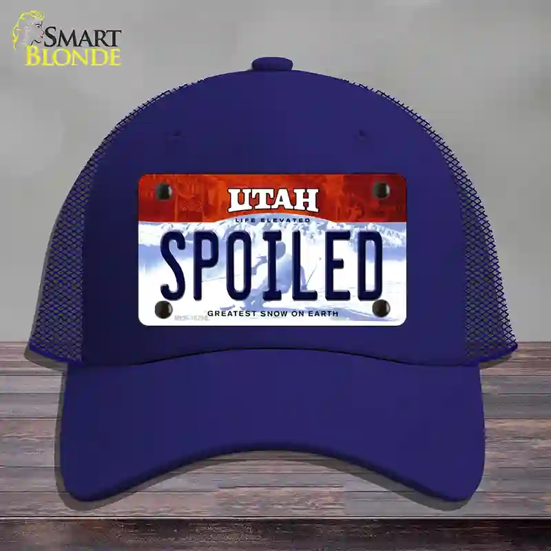 HAT18-MLP-10210 Spoiled Utah Novelty License Plate Hat, Mesh - Royal Blue