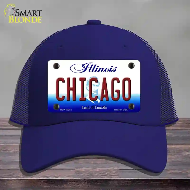 HAT18-MLP-10282 Chicago Illinois Novelty License Plate Hat, Mesh - Royal Blue